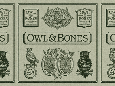 Owl Bones Branding badge bones branding design graphic design illustration logo logo design owl retro texture travis pietsch vintage woodcut