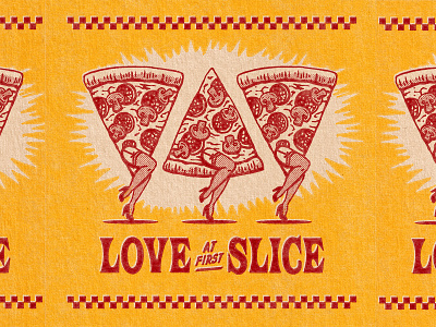 Love At First Slice branding design graphic design illustration pizza texture travis pietsch vintage woodcut