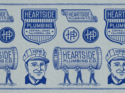 Heartside Plbg. 2/4 badge branding design graphic design illustration logo monogram plumbing retro texture travis pietsch vintage woodcut