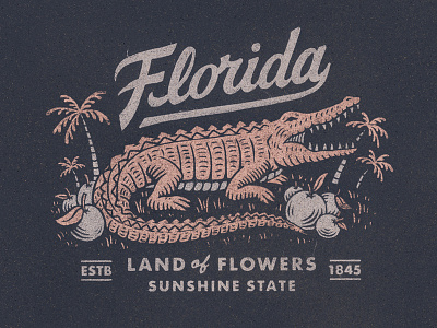 Florida Tribute badge design design florida gator graphic design hand lettering illustration logo stamp texture travis pietsch vintage woodcut