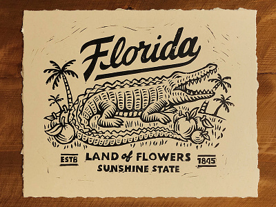 Florida Linocut by TravisPietsch. on Dribbble
