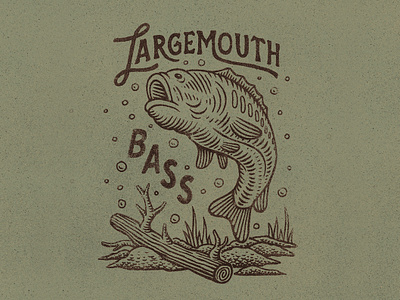 Largemouth Bass badge bass design drawing fish graphic design handlettering illustration lettering stamp texture travis pietsch vintage woodcut