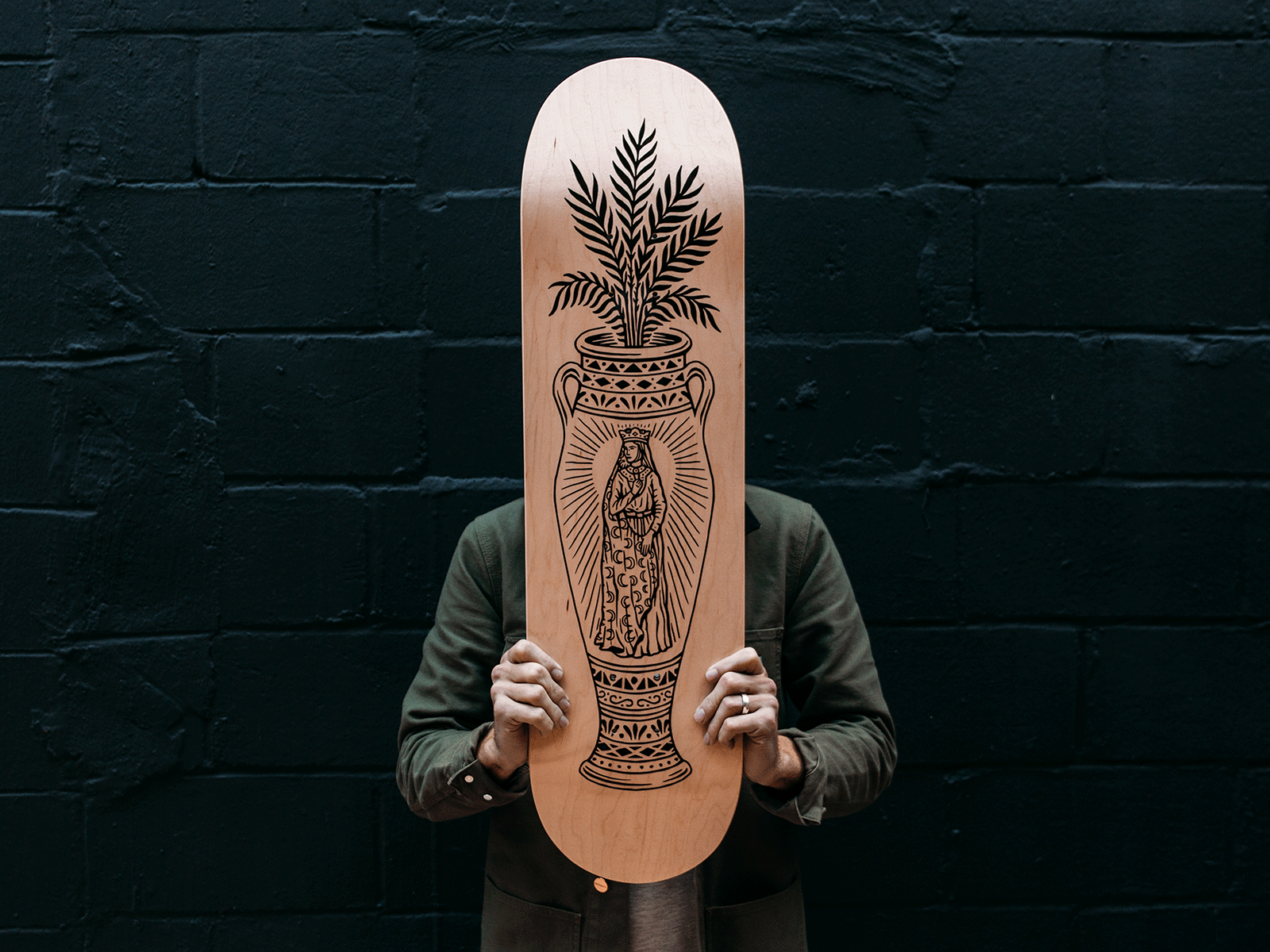 BadUtility Board Design bad utility badutility deck design drawing florida graphic design illustration occult palm leaves skateboard tarot travis pietsch vase vintage woodcut