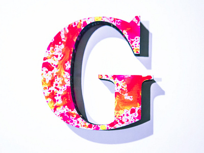 Photographed Wooden Tiedye G capital g letter paint photo shadow type typography