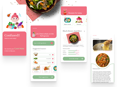 Recipe Suggestion App branding design food app graphic design illustration recipe app typography ui ux vector
