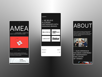 AMEA agency website agency branding design figma markening typography ui ux web web design website