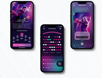Movie Ticket Booking App animation app art branding design movie ticket typography ui ux webdesign