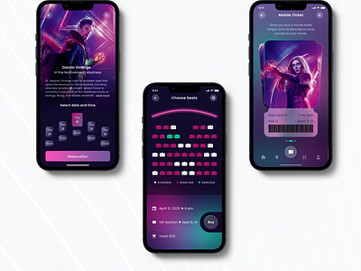 Movie Ticket Booking App animation app art branding design movie ticket typography ui ux webdesign
