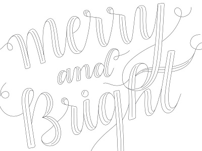 Merry & Bright christmas design hand drawn illustration illustrator lettering type typography vector