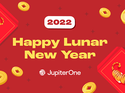 2022 Happy Lunar New Year coins gold good luck illustration jupiterone lunar new year lunarnewyear red yellow