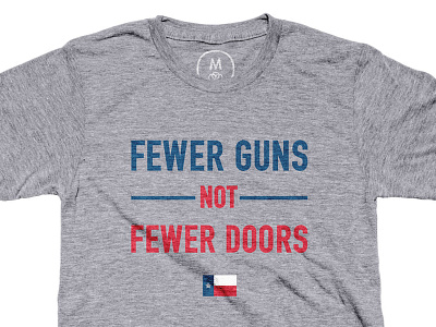 Fewer guns not fewer doors! america flag gun control red white blue texas tshirt design typesetting