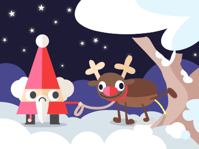 GIFMAS - Hurry UP Rudolph! animation christmas gif leash night pee piss rudolph santa stars tree twinkle