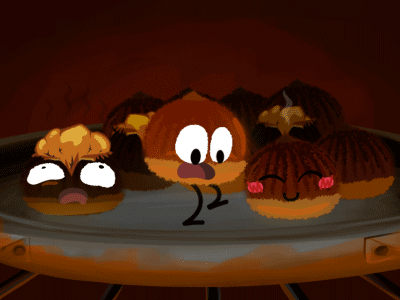 GIFMAS - Chestnuts Roasting animation chestnuts christmas cosy explode fire gif hot warm xmas