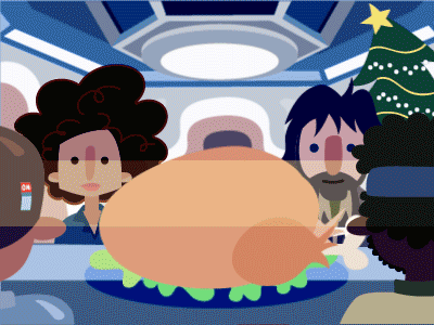 GIFMAS - A Very Nostromo Christmas alien aliens animation blue burst gif nostromo orange space spaceship surprise turkey