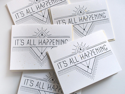 It's All Happening greeting card hand lettered illustration pen drawing print design stationery typography