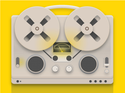 Recorder cool dribbble entry first flat icon vector illustration music record speaker vintage yellow