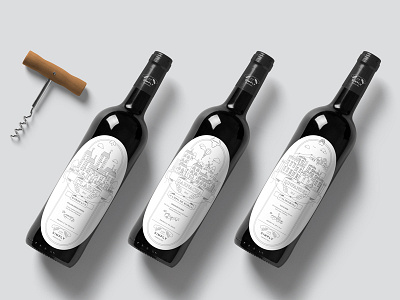 Simply Range Wine art black bottle corkscrew countries icon illustration line vector white wine