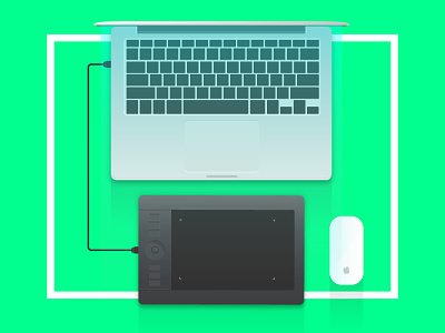 In the zone! clean gradient green macbook modern simple tablet workspace