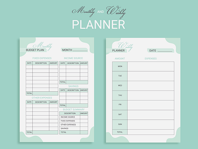 Finance planner adobe illustrator business design finance graphic design monthly planner notebook paper planner template text typography vector weekly planner