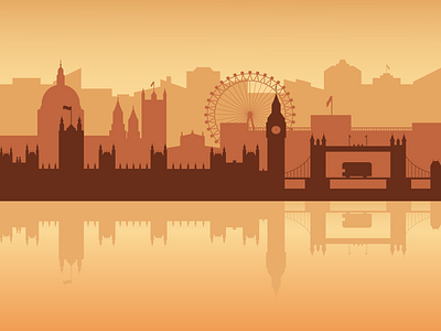 City silhouette background. London adobe illustrator background city design graphic design illustration landscape london silhoutte sky sunset vector water