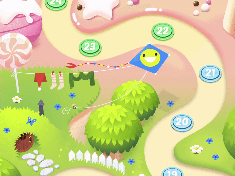 Game map. Illustration & animation animation candy cartoon forest game design graphic design illustration kite map motion graphics nature road ui