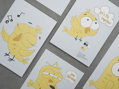 Yellow Bird cartoon character color design illustration vector