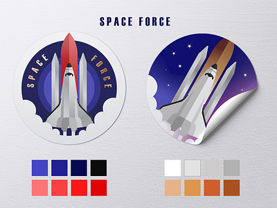 Space force badge badge fly gradient illustration photoshop rocket space vector