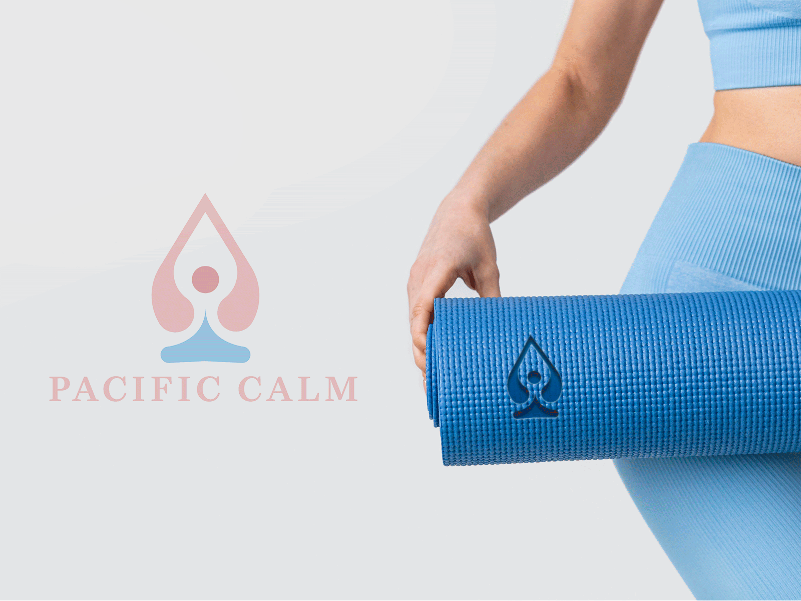 Pacific calm logo branding design graphic design gym illustration layout logo spa typography women yoga