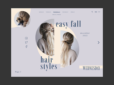 Hairstyle I Wednesday branding design digitalndesign fashion design graphic design hair inspiration hairstyle illustration layout layout design layout inspiration typography wev design