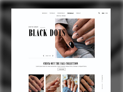 Nails | Black dots black black dots branding design digital design fashion graphic design homepage inspiration layout nail inspiration nails typography ui ui design web design web layout website