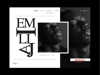 Monday | Face black and white branding design digital design face face inspiration fashion graphic design inspiration layout layout design men typography ui ui design ui layout visual design web layout