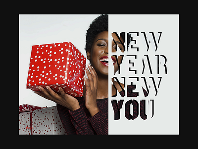 New year, new you branding design digital design figma graphic design inspiration layout new year photoshop presents red shadow typography ui ui design web design winter woman