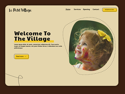 Le Petit Village - Hero Section calm children girl graphic design happy kid kids little playfull ui