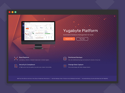 YugabyteDB website (Yugabyte Platform) branding cloud dark theme database enterprise landing page platform product design product page startup ui user experience user interface ux web design website
