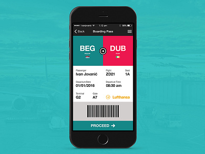 Daily UI 024 - Boarding Pass app barcode boarding pass daily ui dailyui ios iphone ui user experience user interface ux