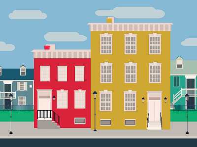 Old buildings building city drawing flat flat design illustration illustrator street town vector washington