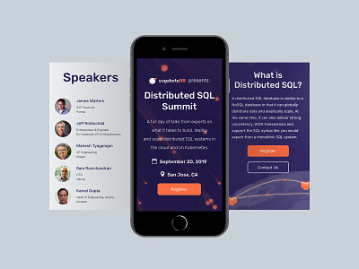 Distributed SQL Summit v2 - Mobile branding conference database landing page product design startup branding summit user experience design user interface ux design visual identity website