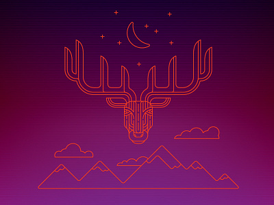 Midnight Elk elk illustration night vector