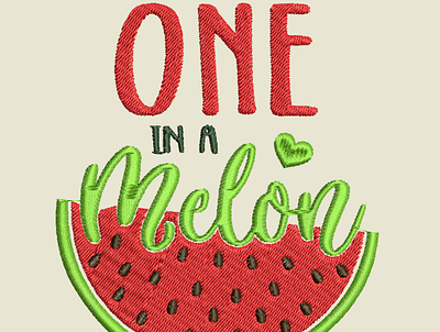 One in a melon embroidery design embroidery logo vector