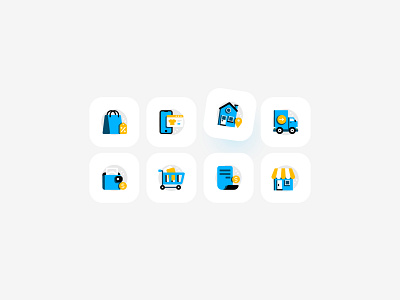E-Commerce Icon Set app design e commerce icon icon design icon pack icon set illustration interface mobileapp ui ux