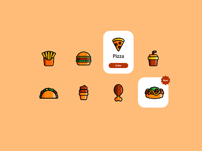 Fast Food Icon Set app icon icon design icon pack icon set illustration interface mobileapp ui ux web