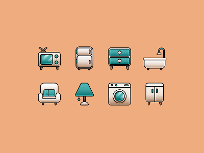 Home Furniture Icon Set app design icon icon design icon pack icon set illustration interface mobileapp ui ux web