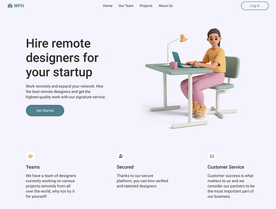 WFH Landing Page design landing page ui ui design uiux ux design uxui uxui design