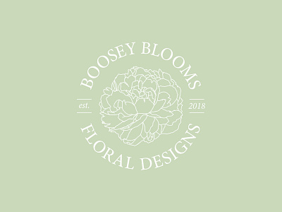 Boosey Blooms Logo badge branding corporate identity crest floral florist green icon identity logo logo design small business