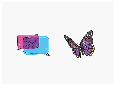 The Ten Things - Icon Set (Part 5) 10 things butterfly chat bubbles company values conversation fun icon illustration reserve set sketch vector