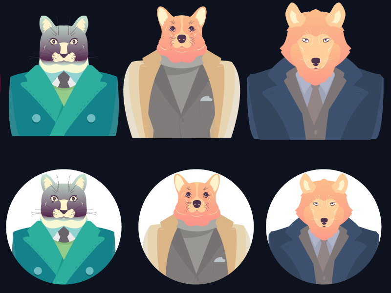 Character For Primedice animal avatar casino character gents illustration primedice suits