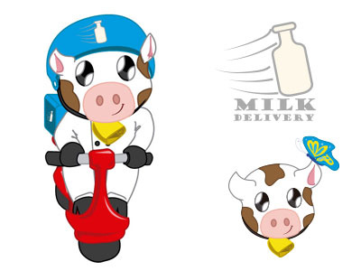 Cow in scooter animal cow experimental fun illustration illustrator vector