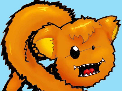 Monster digital color hand draw kids monster orange photoshop