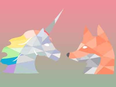 Unicorn and fox animals colors digital design fox illustrator ilustration polygon unicorn vector