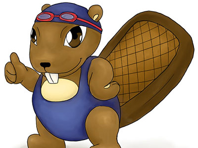Beaver acuatic animal beaver cartoon character chubby digital fun kids mascot swim